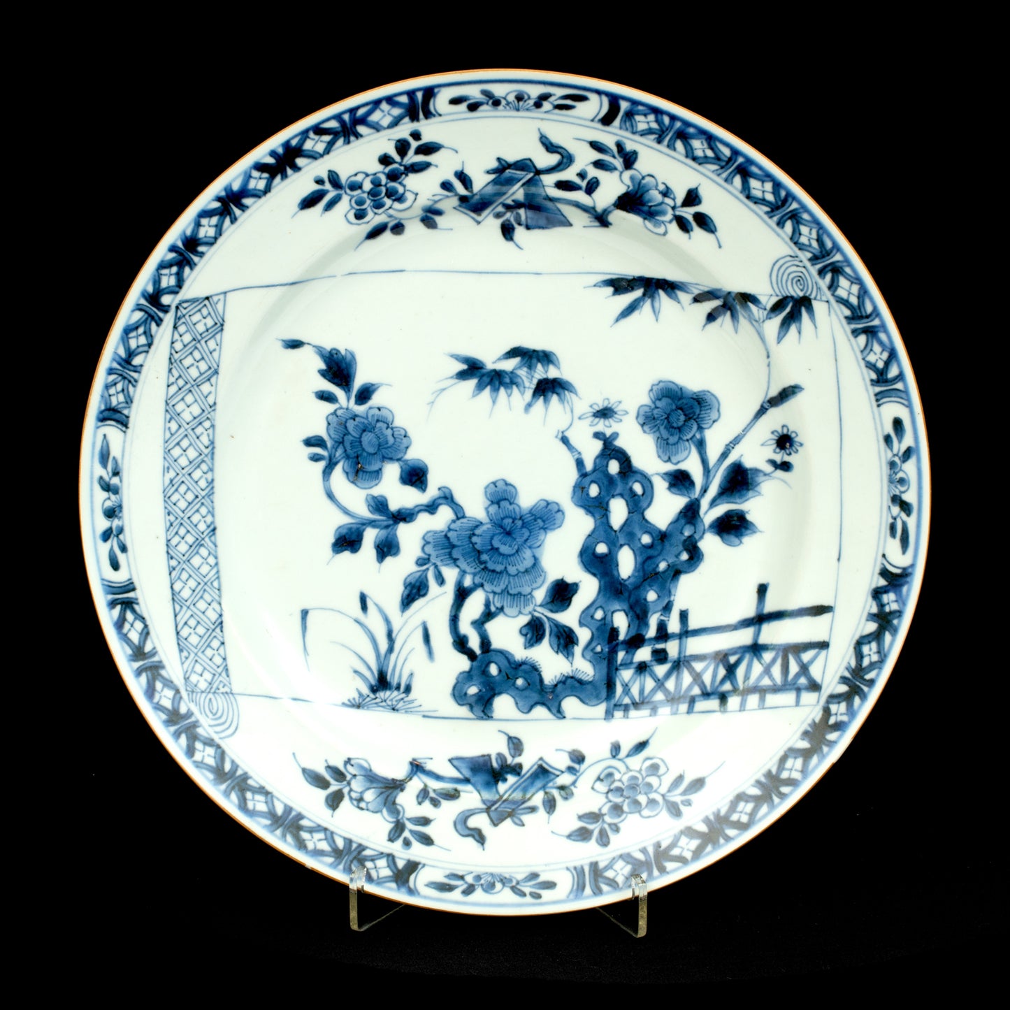 Par de pratos Qianlong, Azul e Branco
