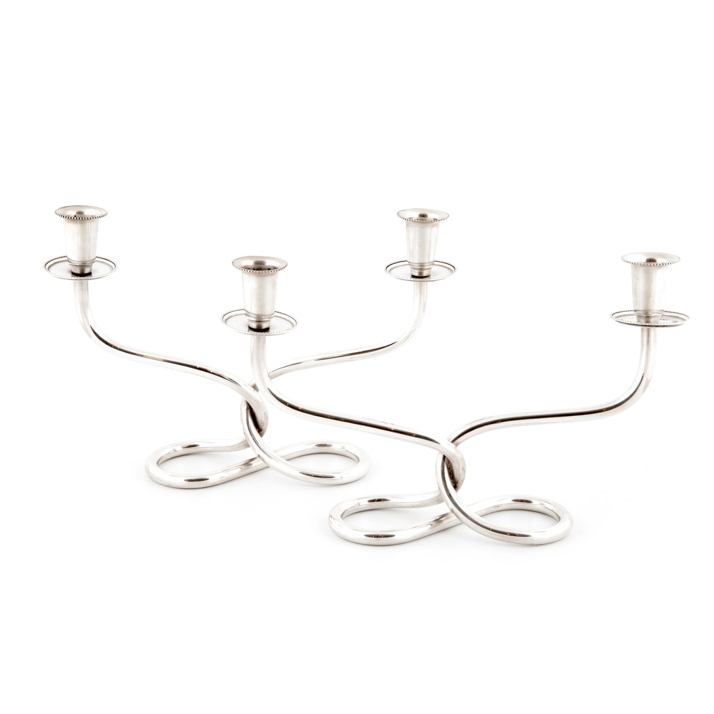 Par de Candelabros de 2 lumes em prata, Anos 50