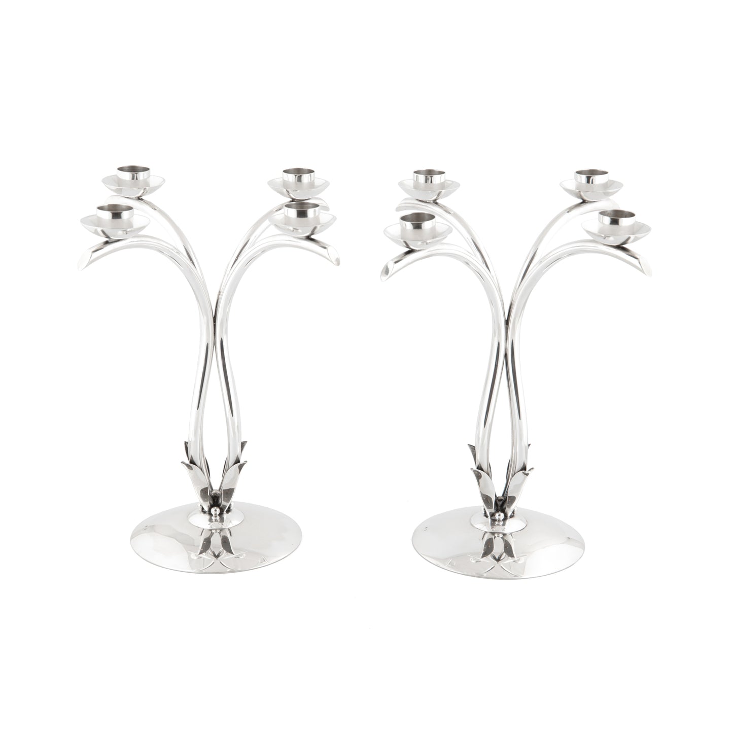 Par de Candelabros de 4 lumes em prata, Anos 70
