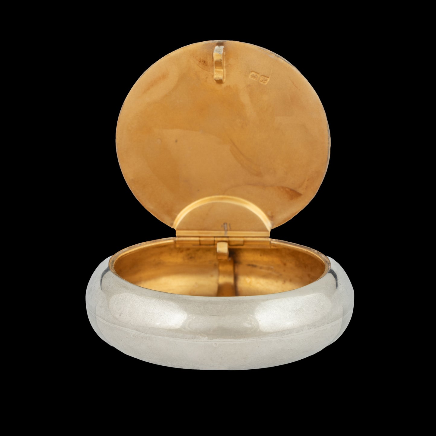 Caixa redonda em Prata, com decoração em vidro